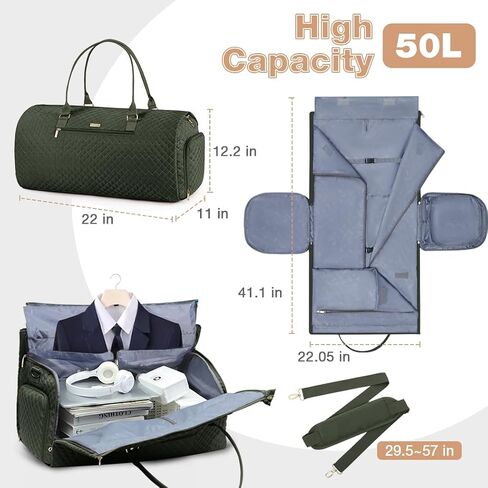 LekeSpring Garment Bags with 6 Set Packing Cubes, Garment Convertible Weekender Bag for Women, Large Carry On Garment Bags for Travel, Duffle Bag Garment Bag Gifts Black Color in Saudi Arabia