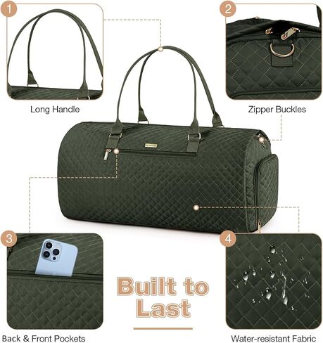 LekeSpring Garment Bags with 6 Set Packing Cubes, Garment Convertible Weekender Bag for Women, Large Carry On Garment Bags for Travel, Duffle Bag Garment Bag Gifts Black Color in Saudi Arabia