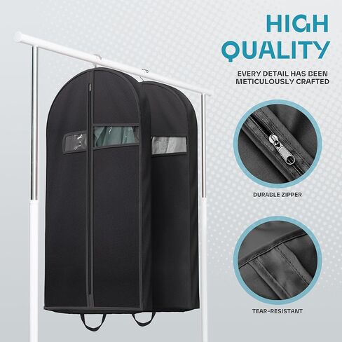Lazebox 3 packs Garment Bag for Closet Storage and Travel with Zipper Pocket, Heavy Duty Waterproof Hanging Suit Bag with Handles for Suits, Coats, Jackets, Shirts in Kuwait