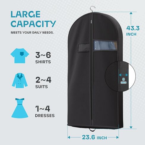 Lazebox 3 packs Garment Bag for Closet Storage and Travel with Zipper Pocket, Heavy Duty Waterproof Hanging Suit Bag with Handles for Suits, Coats, Jackets, Shirts in Kuwait