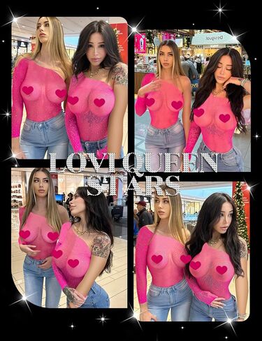 Loviqueen Women's Lingerie Sexy Fishnet Bodysuit 2 Piece Sparkle Rhinestone Gift a Belt in Saudi Arabia