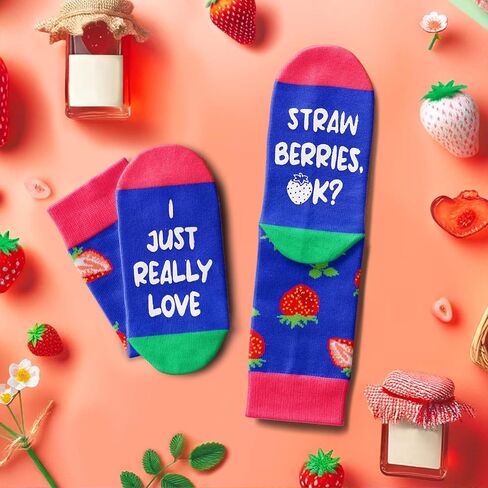 Zmart Funny Strawberry Socks For Teen Boys Girls Novelty Fruit Socks, Strawberry Gifts For Kids 7 to 10 Years, Purple, Strawberry Purplr, 7-12 Years in Saudi Arabia