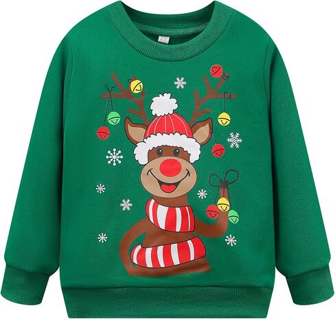 Toddler Boys Girls Christmas Sweatshirt Long Sleeve Baby Santa Claus Sweaters Xmas Winter Clothes 2-7T in Saudi Arabia