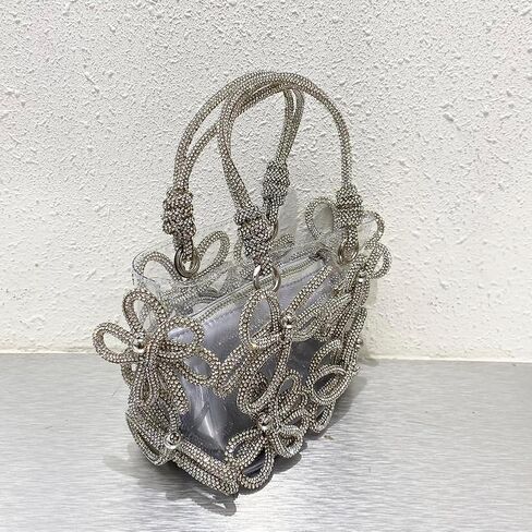 Clear Rhinestone Handbag for Women Crystal Evening Purses with Handle Glitter Handbag for Wedding Cocktail Party Prom Gift in Saudi Arabia