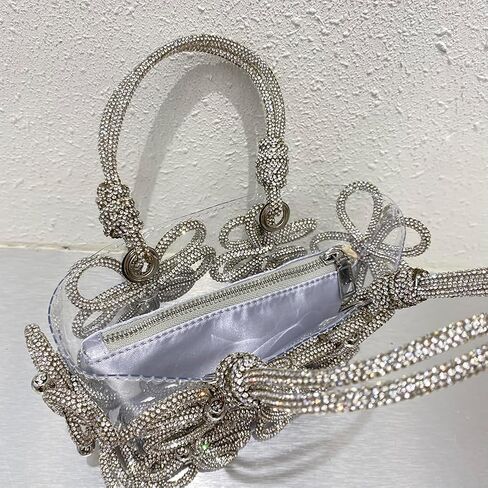 Clear Rhinestone Handbag for Women Crystal Evening Purses with Handle Glitter Handbag for Wedding Cocktail Party Prom Gift in Saudi Arabia