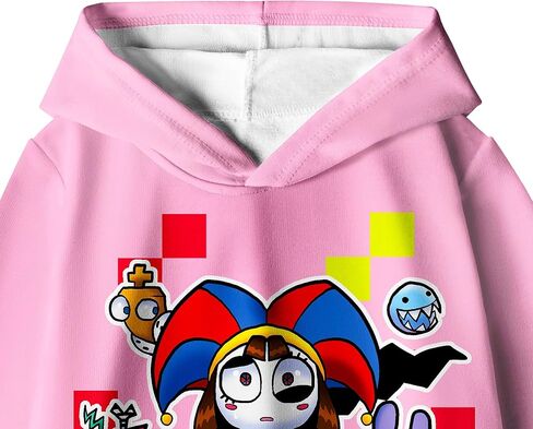 سويت شيرت بغطاء للرأس للفتيات من السيرك المذهل للعبة الأطفال الصغار، سويت شيرت للحفلات التنكرية بالرسوم المتحركة in Kuwait