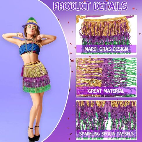 كامدوك ماردي غرا الزي زي الملحقات، ماردي غرا الترتر قبعة ريشة بوا عقال شرابة تنورة لحزب ماردي غرا in Kuwait