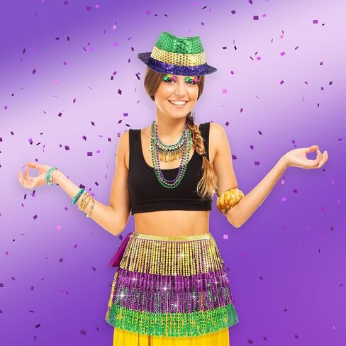 كامدوك ماردي غرا الزي زي الملحقات، ماردي غرا الترتر قبعة ريشة بوا عقال شرابة تنورة لحزب ماردي غرا in Kuwait