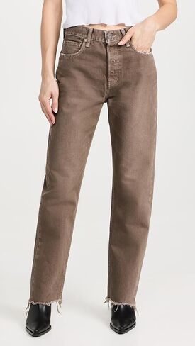 MOUSSY VINTAGE Women's MV Emery Wide Straight Brown Jeans in Kuwait