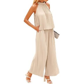 Dowerme المرأة قطعتين ملابس 2023 الرسن الرقبة أكمام فلوي التعادل الخلفي أعلى طويلة واسعة الساق مجموعة بناطيل رجالي بدلة فضفاضة مطوي in Kuwait