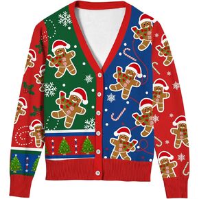 Goodstoworld Women Ugly Christmas Cardigan Sweater Long Sleeve Button Down Cozy V Neck Sweater Soft Knitwear