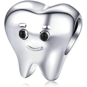 LAMOONY Smile Tooth Charm 925 Sterling Silver Health Charm Anniversary Charm Love Charm Birthday Charm for Pandora Charm Bracelet