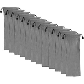 Drawstring Bags Set Small Grey Waterproof Storage Bag Cloth Bag Flannel Cinch and Ditty Pouch Gift Wrap Big Storage Bags Pouches,12 Pcs (10x27CM) in Kuwait
