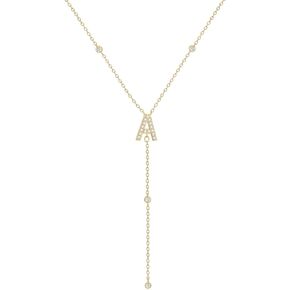 RLMOON Cubic Zirconia Initial Necklace for Women Dainty Gold Long Lariat Necklace Trendy 14K Gold Plated Diamond Letter Drop Y Necklace Initial A-Z
