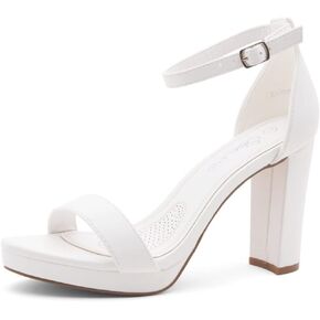 Shoe Land Womens Enlove Platform High heel Sandals Open Toe Ankle Strap Block Chunky Heeled Wedding Party Pump Shoes