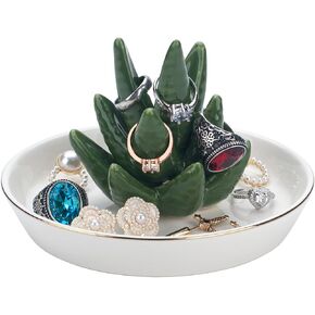 White Elephant Ring Holder for Jewelry Storage Ceramic Trinket Tray for Earrings Necklace Organizer Bathroom Decor Ring Display Holder Dish for Women Wedding Engagement Birthday Christmas Gifts in Kuwait