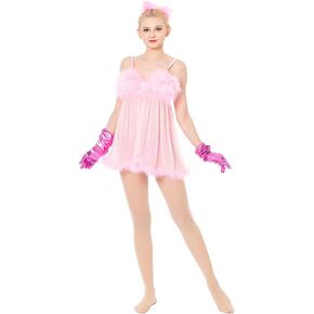 Fembot Costume Dress Suspender Dress Outfit Sexy Pink Negligees for Women Adult