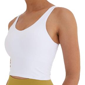 Meslong Women's Longline Sports Bra Yoga Crop Tank Tops Wirefree Padded Gym Running Workout