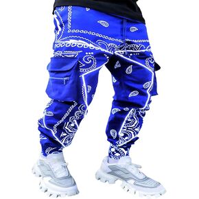 Men's Paisley Pants Cargo Jogger Hip Hop Workout Punk Pants Bandana Techwear Streetwear Sweatpants in Kuwait