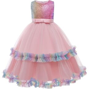 MYRISAM Girl's Unicorn Rainbow Long Tulle Dress Wedding Birthday Princess Carnival Party Performance Dance Pageant Ball Gowns in Kuwait