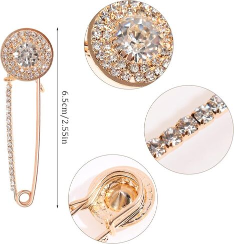 10 Pieces Diamond Scarf Brooch Pin Assorted Muslim Scarf Hijab Clips Small Brooch Set Metal Clips for Headscarf Shawl Muslim Women Scarves Hijab Safety Shawl Brooch Pins for Women Men Kids in Kuwait
