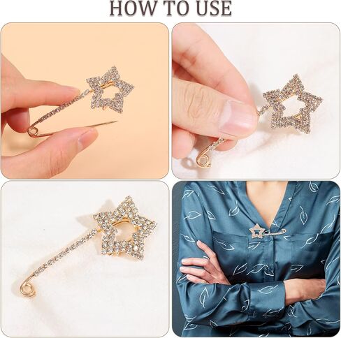 10 Pieces Diamond Scarf Brooch Pin Assorted Muslim Scarf Hijab Clips Small Brooch Set Metal Clips for Headscarf Shawl Muslim Women Scarves Hijab Safety Shawl Brooch Pins for Women Men Kids in Kuwait