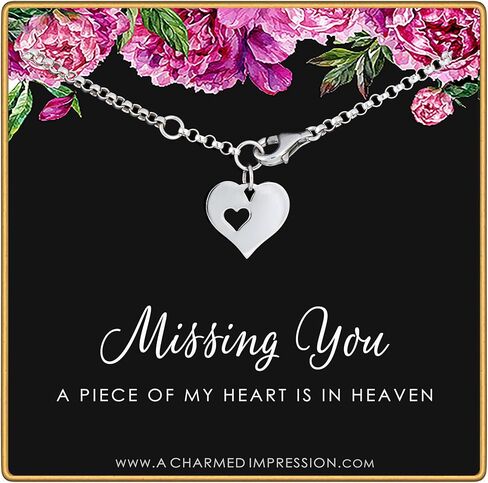 ميسينج يو - سوار فضة استرليني على شكل قلب مع تعليقة على شكل قلب, معدن in Kuwait