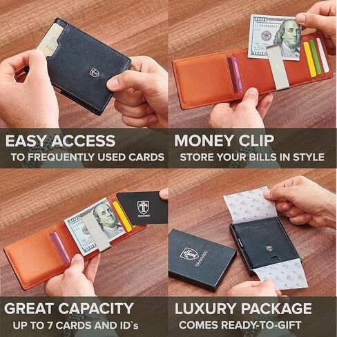 محفظة TRAVANDO Money Clip RIO - محافظ للرجال بجيب أمامي نحيف وحامل بطاقات RFID مع صندوق هدايا صغير ثنائي الطي in Saudi Arabia