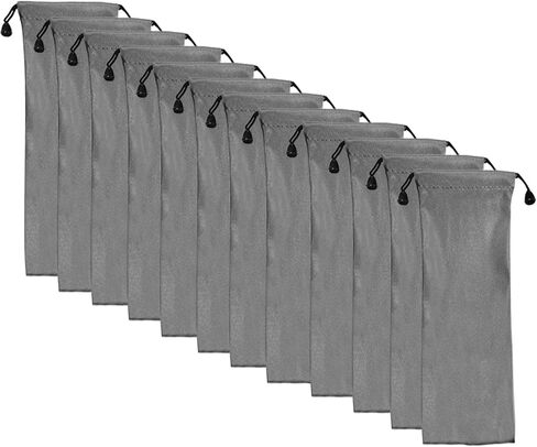 Drawstring Bags Set Small Grey Waterproof Storage Bag Cloth Bag Flannel Cinch and Ditty Pouch Gift Wrap Big Storage Bags Pouches,12 Pcs (10x27CM) in Kuwait