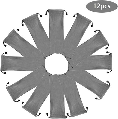 Drawstring Bags Set Small Grey Waterproof Storage Bag Cloth Bag Flannel Cinch and Ditty Pouch Gift Wrap Big Storage Bags Pouches,12 Pcs (10x27CM) in Kuwait