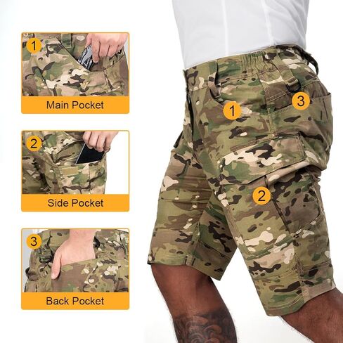 IDOGEAR Mens Tactical Shorts Hiking Cargo Shorts Quick-Dry Multipocket Lightweight Outdoor Athletic Camo Shorts for Summer in Kuwait
