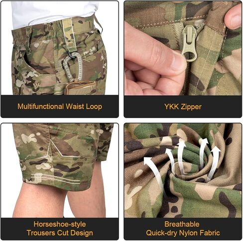 IDOGEAR Mens Tactical Shorts Hiking Cargo Shorts Quick-Dry Multipocket Lightweight Outdoor Athletic Camo Shorts for Summer in Kuwait
