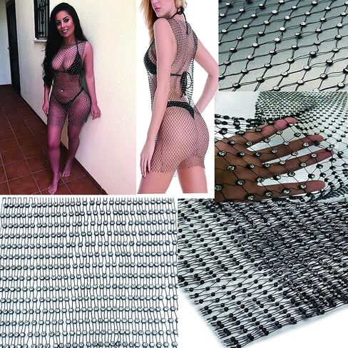 Women’s Mesh See through Swimsuit Cover Up Rhinestone Fishnet Skirts Beach Wrap Bikini Hollow Out Tank Mini Dress for Swimwea in Saudi Arabia