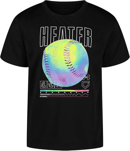Under Armour Boys' Short Sleeve Shirt, Crewneck, Lightweight and Breathable, Black Heater, 7 in Saudi Arabia