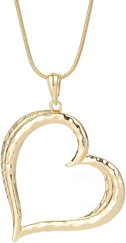 welbijoux Necklaces for Women Heart Pendant Sweater Layered Y Statement Bohemian Silver Gold Chain Costume Necklace with Gifts Box Jewelry in Kuwait