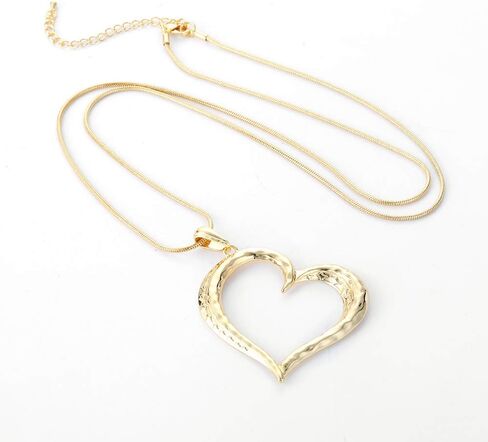 welbijoux Necklaces for Women Heart Pendant Sweater Layered Y Statement Bohemian Silver Gold Chain Costume Necklace with Gifts Box Jewelry in Kuwait