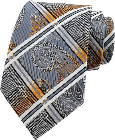 Elfeves Men's Modern Fashion Paisley Checks Jacquard Woven Ties Formal Neckties in Kuwait