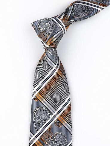 Elfeves Men's Modern Fashion Paisley Checks Jacquard Woven Ties Formal Neckties in Kuwait