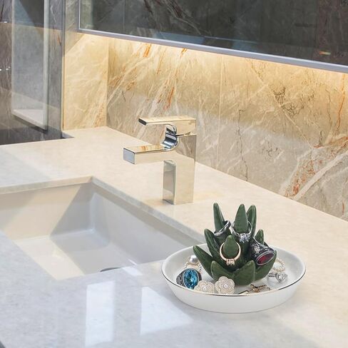 White Elephant Ring Holder for Jewelry Storage Ceramic Trinket Tray for Earrings Necklace Organizer Bathroom Decor Ring Display Holder Dish for Women Wedding Engagement Birthday Christmas Gifts in Kuwait