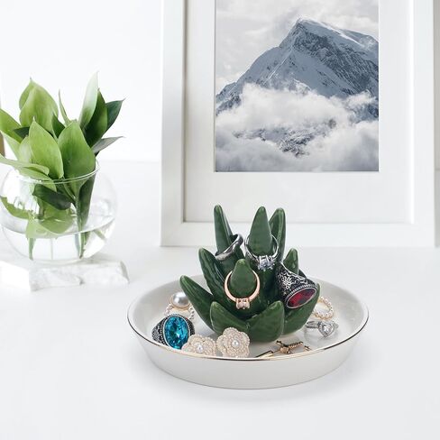 White Elephant Ring Holder for Jewelry Storage Ceramic Trinket Tray for Earrings Necklace Organizer Bathroom Decor Ring Display Holder Dish for Women Wedding Engagement Birthday Christmas Gifts in Kuwait