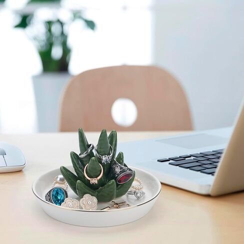 White Elephant Ring Holder for Jewelry Storage Ceramic Trinket Tray for Earrings Necklace Organizer Bathroom Decor Ring Display Holder Dish for Women Wedding Engagement Birthday Christmas Gifts in Kuwait