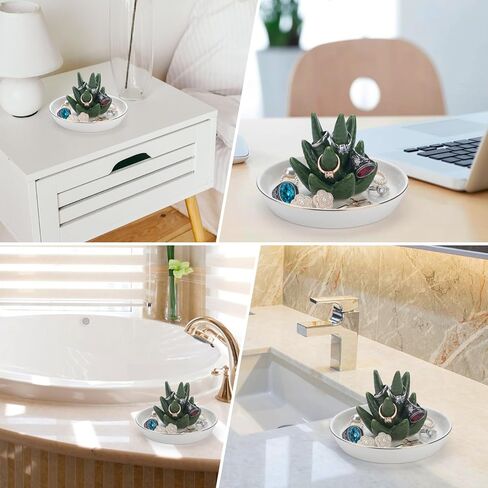 White Elephant Ring Holder for Jewelry Storage Ceramic Trinket Tray for Earrings Necklace Organizer Bathroom Decor Ring Display Holder Dish for Women Wedding Engagement Birthday Christmas Gifts in Kuwait