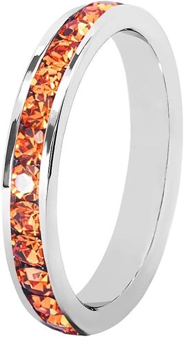 Muses Art Design Birthstone Eternity Band Ring (Channel Set/Full Round), Stackable Fashion Ring with Crystal Birthstone in Saudi Arabia