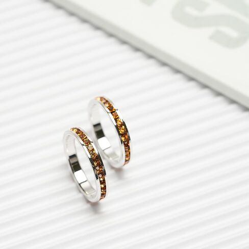 Muses Art Design Birthstone Eternity Band Ring (Channel Set/Full Round), Stackable Fashion Ring with Crystal Birthstone in Saudi Arabia