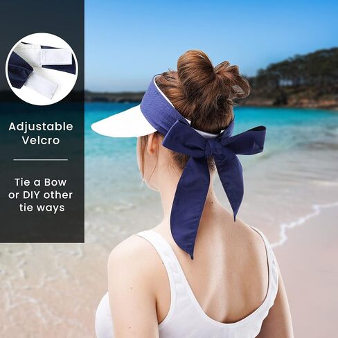 Naforet Womens Sun Hat Sun Visor Tie Back Straw Wide Brim Roll-up Sun Hat Adjustable Packable, Designed in Korea in Saudi Arabia