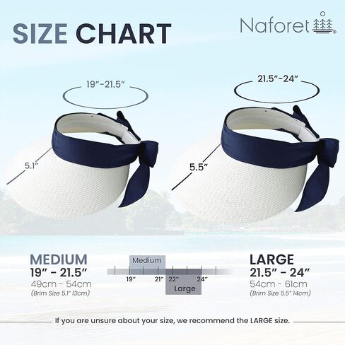 Naforet Womens Sun Hat Sun Visor Tie Back Straw Wide Brim Roll-up Sun Hat Adjustable Packable, Designed in Korea in Saudi Arabia