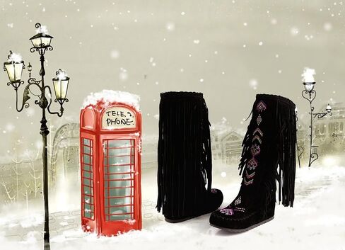 Inornever Knee High Boots for Women Moccasins Embroidered Fringe Booties Cowboy Winter Comfortable Warm Vintage Flat Heel Cowgirl Western Suede Long Snow Tassel Boots in Saudi Arabia
