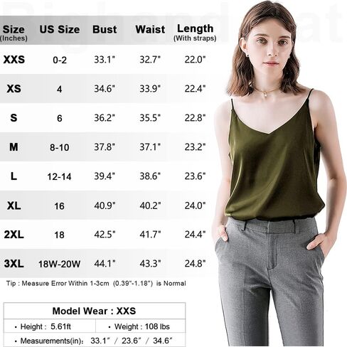 IIG Classic Womens Silk Satin Camisole Top Sexy V Neck Blouse Tank Shirt Ladies Spaghetti Strap Vest Cami XS-3XL in Kuwait