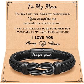 PINKDODO To My Son Grandson Nephew Man Boyfriend Brother Dad Mens Leather Bracelet for Birthday Valentine's Day Christmas Gifts in Saudi Arabia
