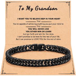 PINKDODO Stainless Steel Cuban Link Chain Bracelets for Men Teenage Teen Boys Gift ideas for Son Grandson Husband Boyfriend Brother Birthday Christmas Anniversary Valentines Day Graduation Gifts in Kuwait